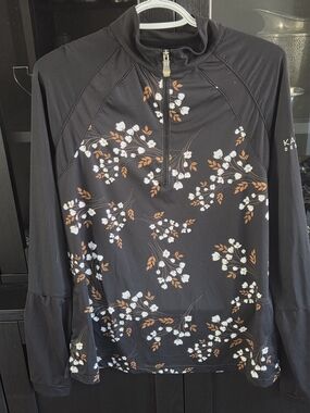 Kastel Denmark Sunshirt - Black Floral Quarter-Zip